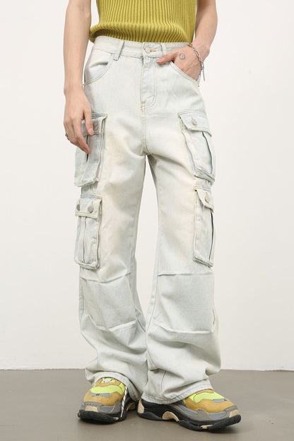 Men's Mid Rise Jeans with Cargo Pockets