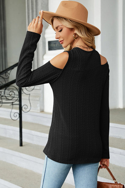 Round Neck Cold Shoulder T-Shirt