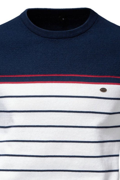 Men's Striped Round Neck Long Sleeve Sweater