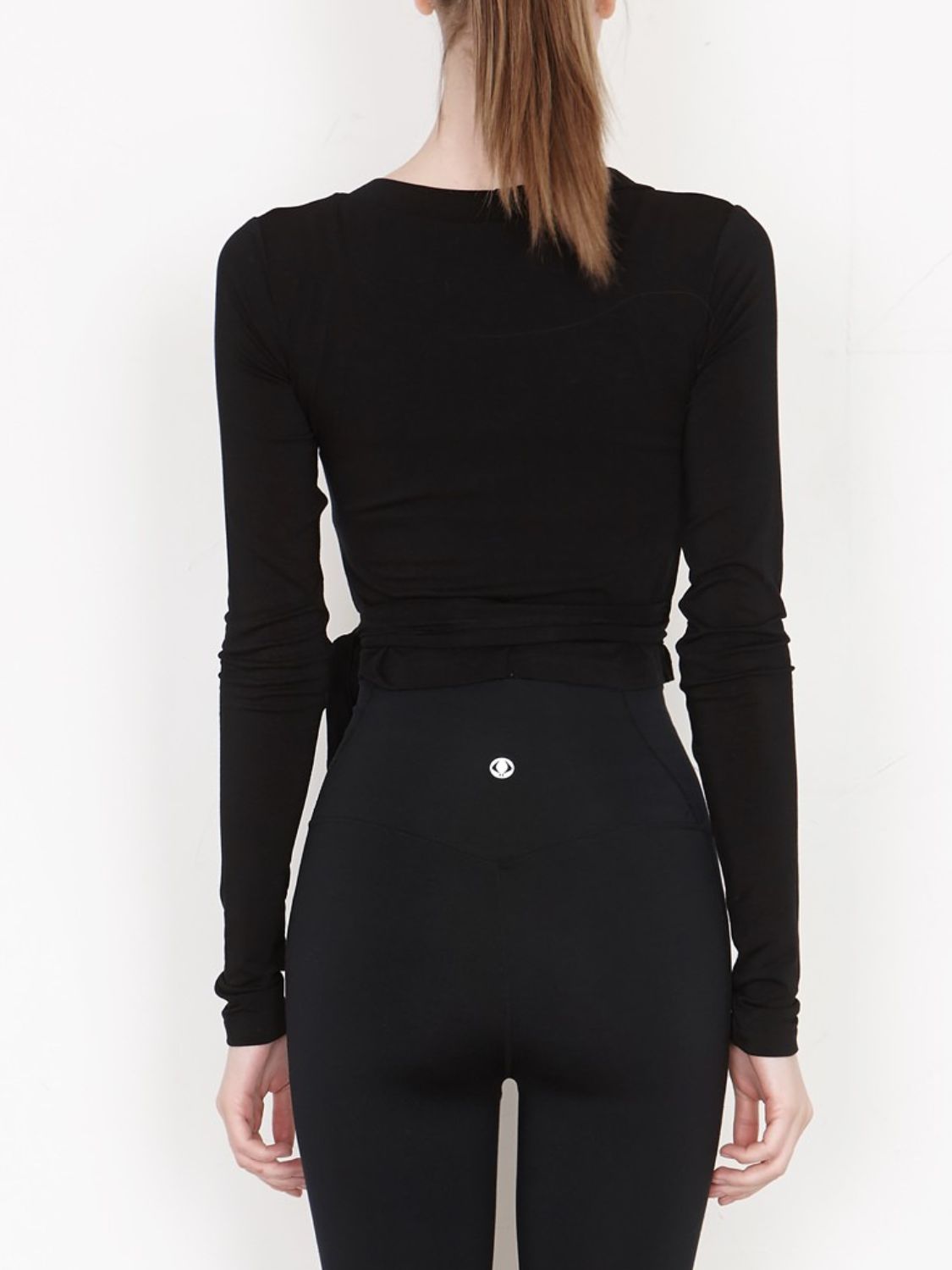 Tied Surplice Long Sleeve Top