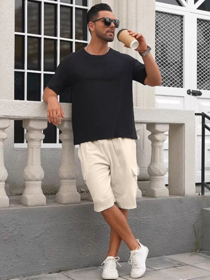 Men's Full Size Drawstring Shorts with Cargo Pockets Plus Size