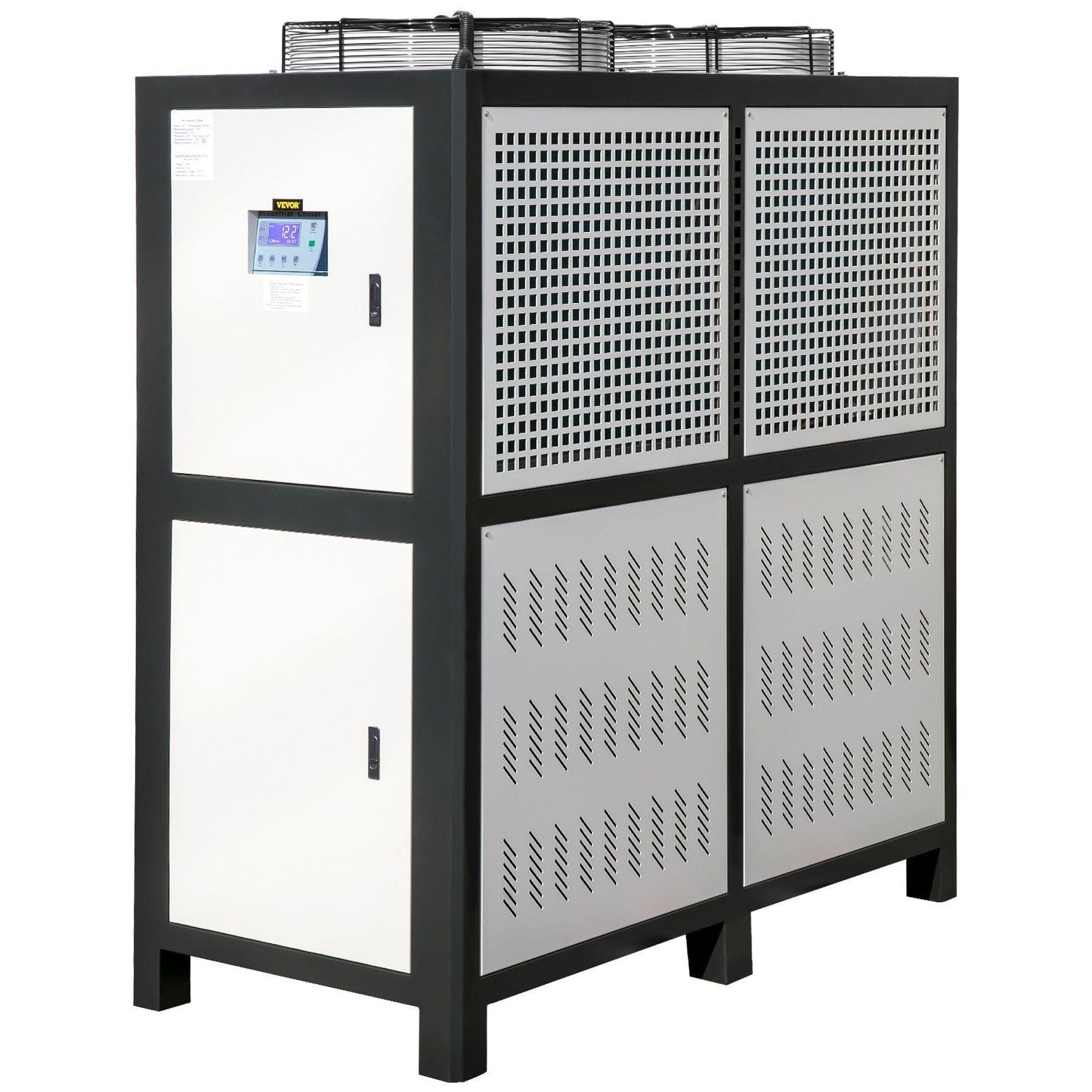 Water Chiller 15Ton, Capacity Industrial Chiller 15Hp, Air-Cooled Water Chiller, Finned Condenser, w/ Micro-Computer Control, Stainless Steel Water Tank Chiller Machine for Cooling Water