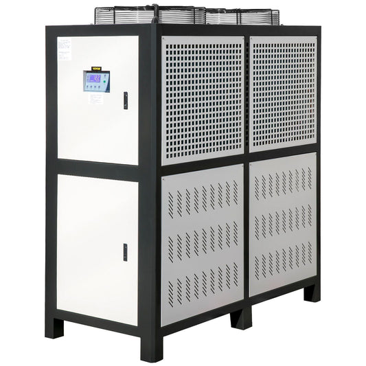 Water Chiller 15Ton, Capacity Industrial Chiller 15Hp, Air-Cooled Water Chiller, Finned Condenser, w/ Micro-Computer Control, Stainless Steel Water Tank Chiller Machine for Cooling Water