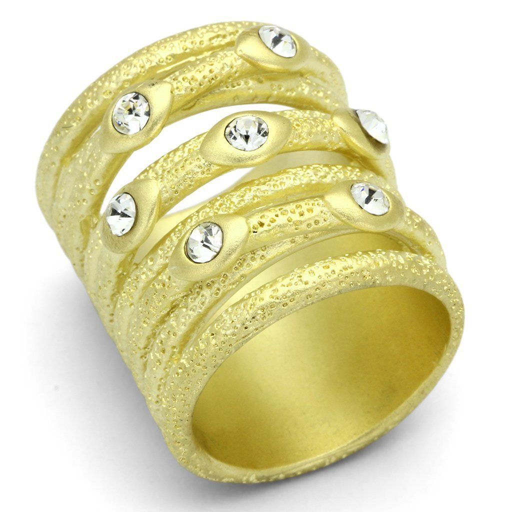 LOA833 - Matte Gold Brass Ring with Top Grade Crystal in Clear