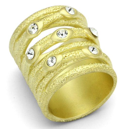 LOA833 - Matte Gold Brass Ring with Top Grade Crystal in Clear