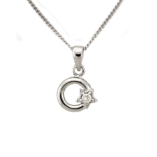 LOA1354 - Rhodium Brass Chain Pendant with AAA Grade CZ in Clear