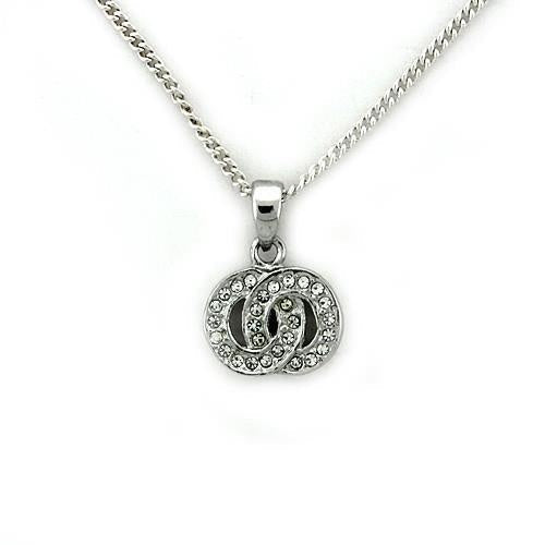 LOA1163 - Rhodium Brass Chain Pendant with Top Grade Crystal in Clear