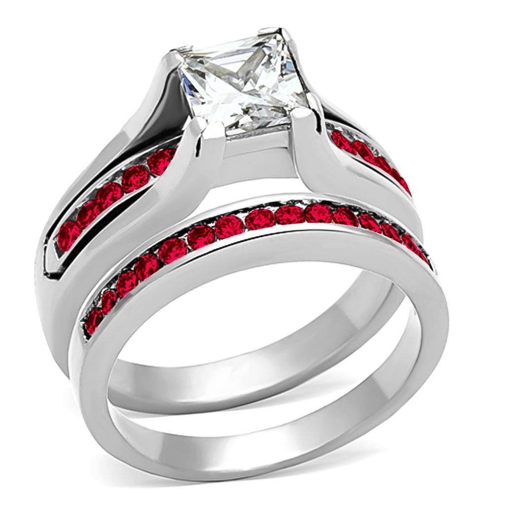 LOA1362 - High polished (no plating) Stainless Steel Ring with AAA Grade CZ in Multi Color