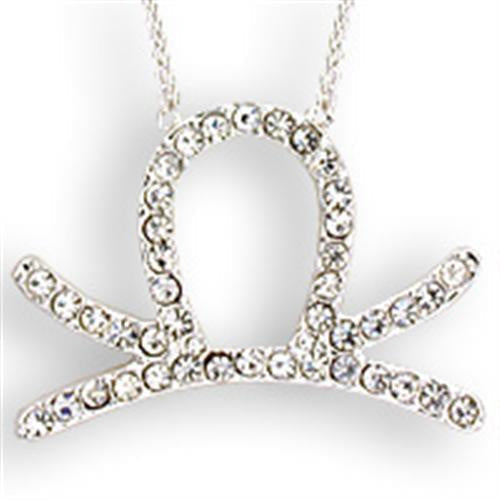 SNK01 - Silver Brass Chain Pendant with Top Grade Crystal in Clear
