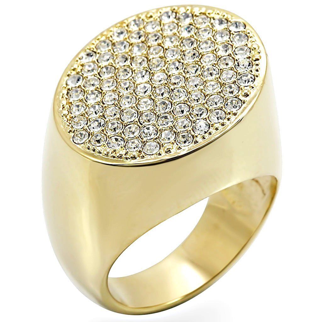 1W034 - Gold Brass Ring with Top Grade Crystal in Clear
