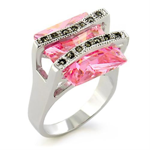 37623 - Antique Tone 925 Sterling Silver Ring with AAA Grade CZ in Rose