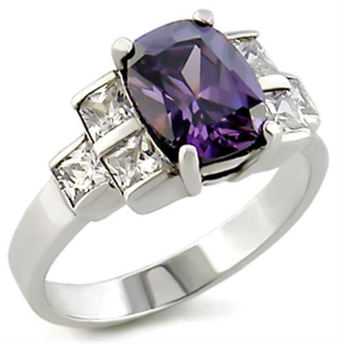 22521 - High-Polished 925 Sterling Silver Ring with AAA Grade CZ in Amethyst