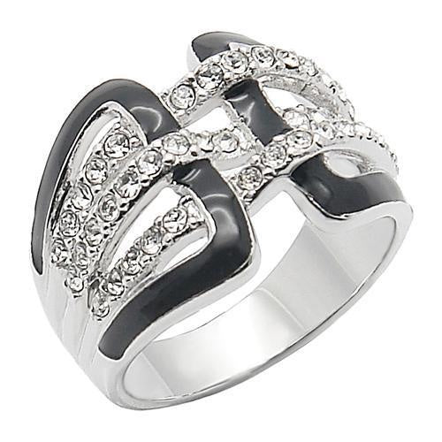 0W258 - Rhodium Brass Ring with AAA Grade CZ in Clear