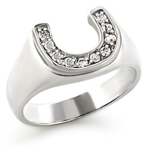 30314 - High-Polished 925 Sterling Silver Ring with AAA Grade CZ in Clear