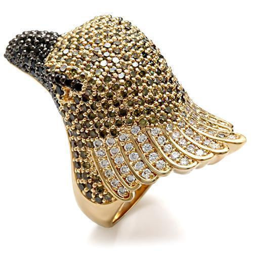 1W084 - Gold+Ruthenium Brass Ring with AAA Grade CZ in Multi Color