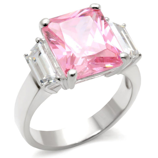 34102 - High-Polished 925 Sterling Silver Ring with AAA Grade CZ in Rose