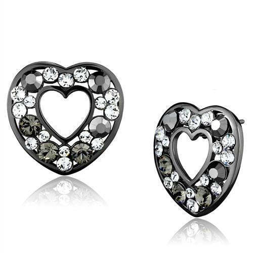 TK2627 - IP Light Black (IP Gun) Stainless Steel Earrings with Top Grade Crystal in Multi Color
