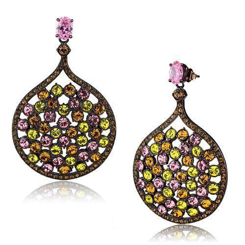 TK2630 - IP Coffee light Stainless Steel Earrings with AAA Grade CZ in Rose