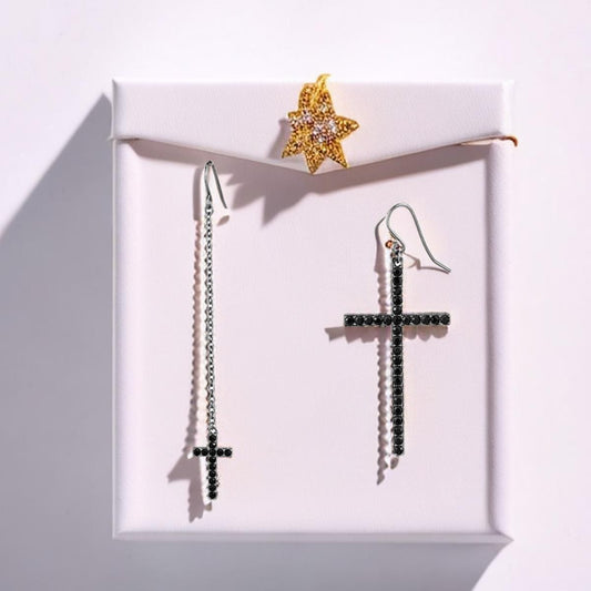 TK2816 - IP Light Black (IP Gun) Stainless Steel Earrings with Top Grade Crystal in Jet