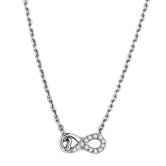 TK2885 - High polished (no plating) Stainless Steel Necklace with AAA Grade CZ in Clear