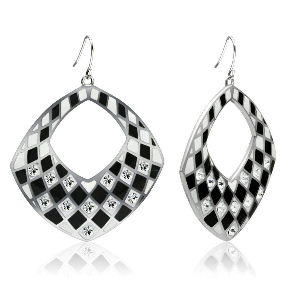 TK310 - High polished (no plating) Stainless Steel Earrings with Top Grade Crystal in Clear