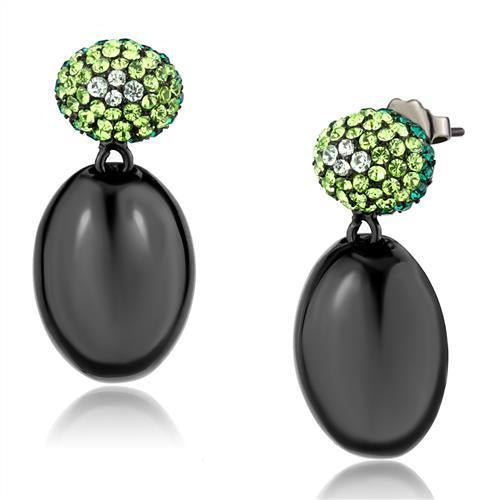 TK2786 - IP Black(Ion Plating) Stainless Steel Earrings with Top Grade Crystal in Multi Color