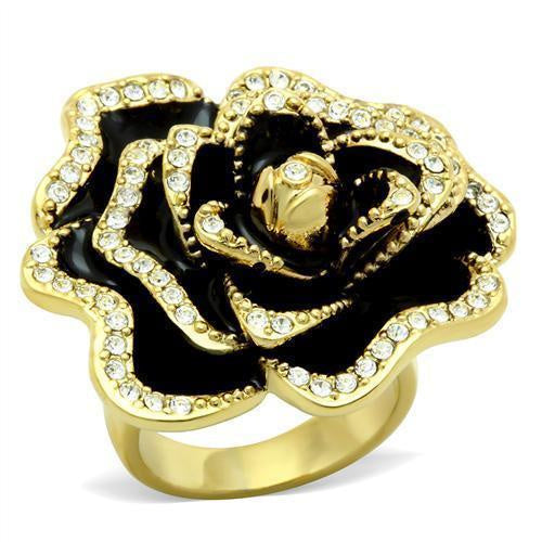 GL021 - IP Gold(Ion Plating) Brass Ring with Top Grade Crystal in Clear