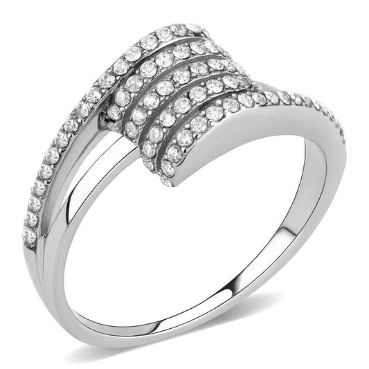 DA342 - No Plating Stainless Steel Ring with AAA Grade CZ in Clear