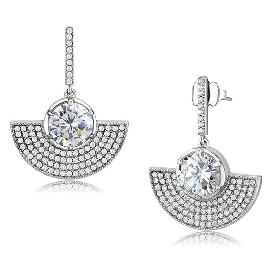 DA334 - No Plating Stainless Steel Earrings with AAA Grade CZ in Clear