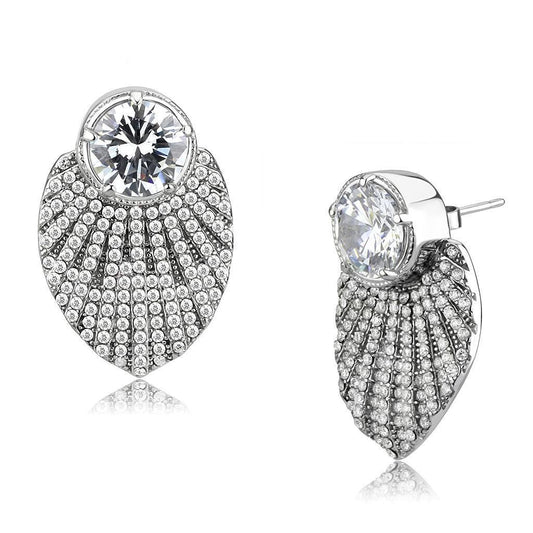 DA331 - No Plating Stainless Steel Earrings with AAA Grade CZ in Clear