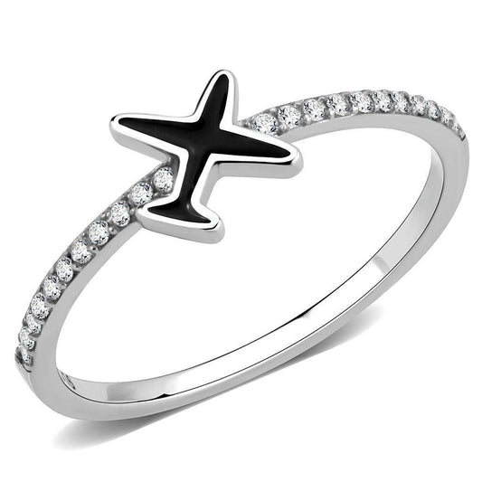 DA311 - No Plating Stainless Steel Ring with Epoxy in Jet