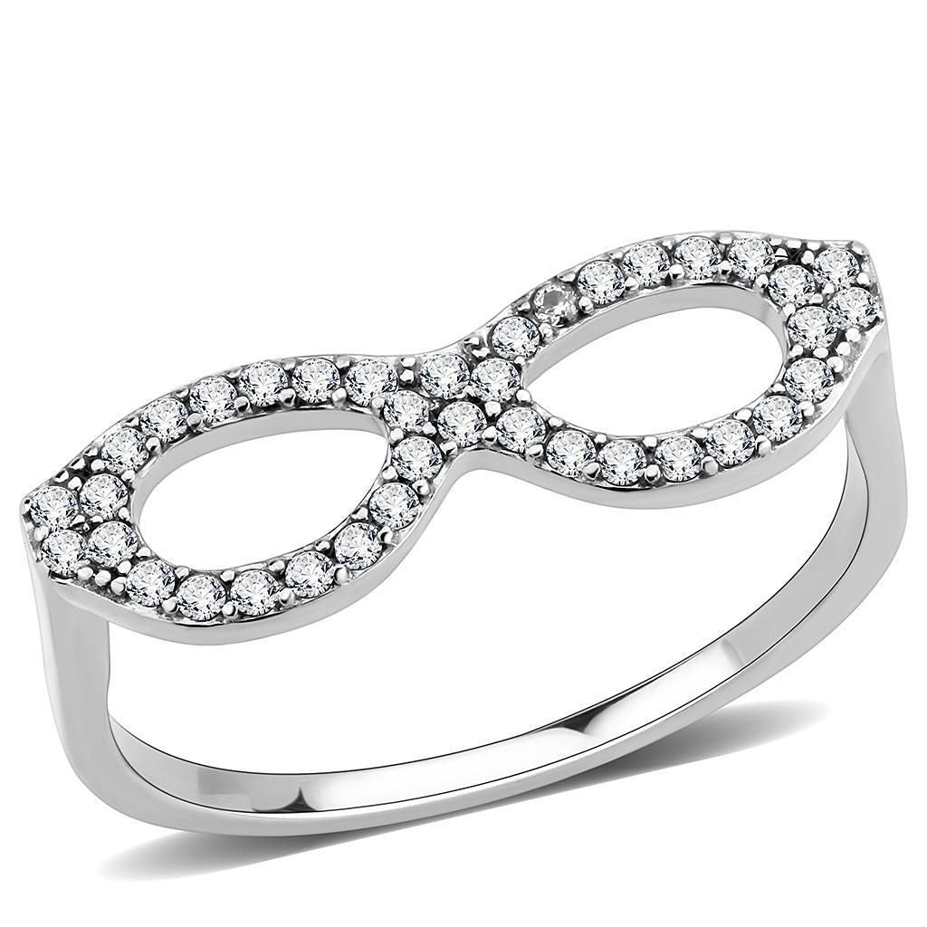 DA315 - No Plating Stainless Steel Ring with AAA Grade CZ in Clear
