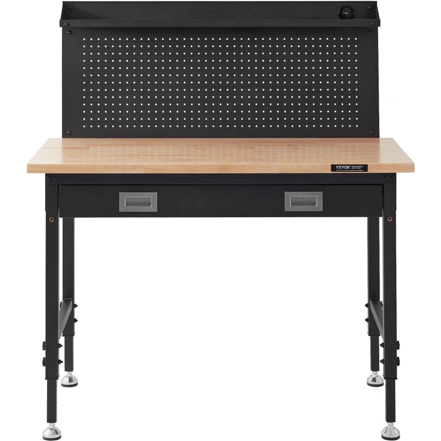 Workbench Adjustable Height 28-39.5" Work Bench For Garage Oak Plank & Carbon Steel Heavy Duty Workbench 2000lbs Weight Capacity Bench top Size 48x24" Hardwood Workbench 3m Cable 30 Hooks