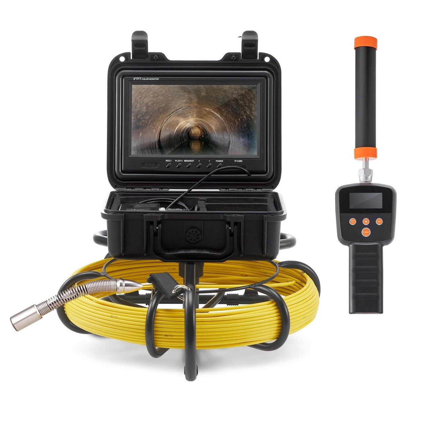 Sewer Camera with 512Hz Locator, 165 ft/50 m, 9" Pipeline Inspection Camera with DVR Function, IP68 Camera with 12 Adjustable LEDs, A 16 GB SD Card for Sewer Line, Home, Duct Drain Pipe Plumbing