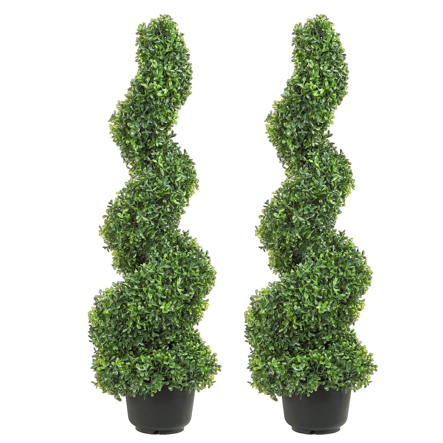 2 pcs. Artificial Boxwood Tower Topiary Spiral Artificial Plant 91cm high Decorative Plant Green Plastic PE Iron Topiary Plants incl. 10 pcs. Replacement Leaves