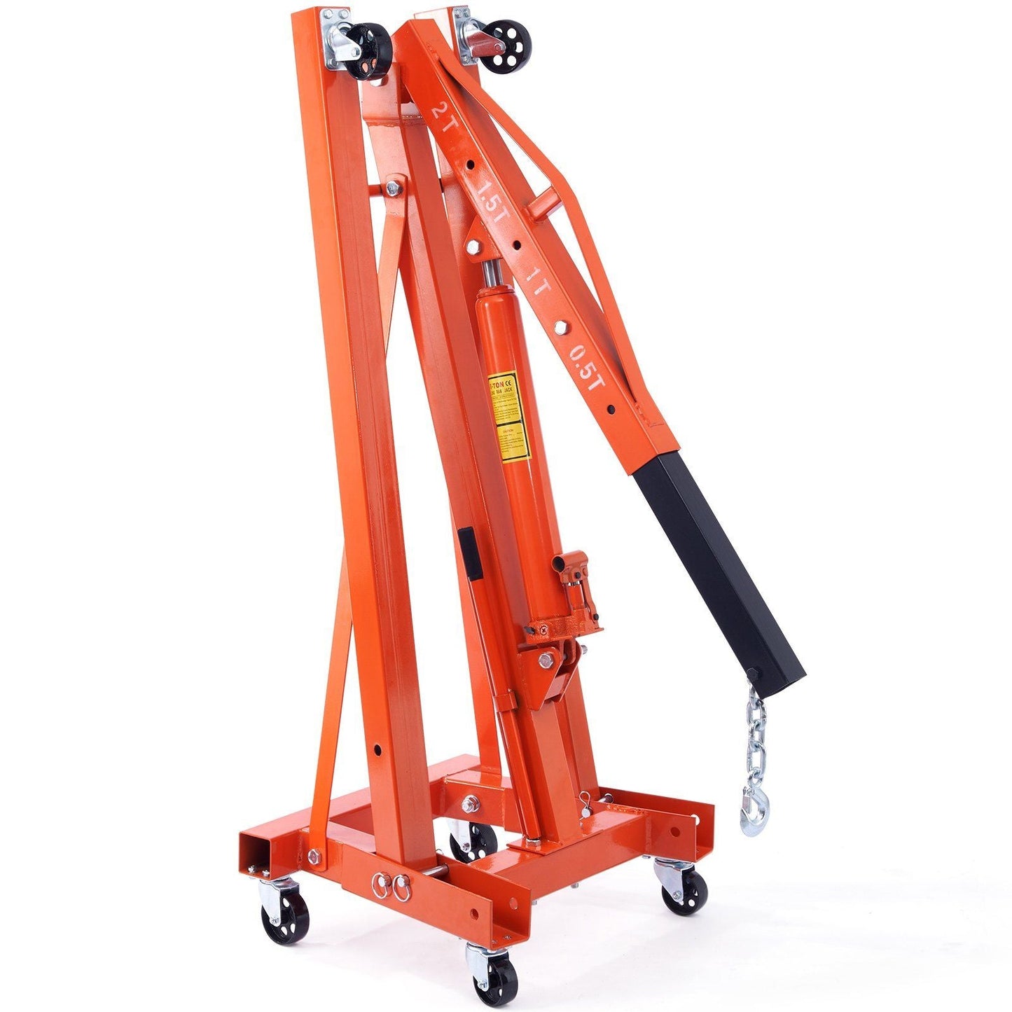 Hydraulic Engine Hoist with Lever, 2 Ton/4400 LBS Heavy-duty Cherry Picker Shop Crane, Foldable Engine Crane and Engine Hoist leveler for Auto Repair, Motors, Weights Lifting, Loading