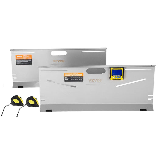 Wheel Alignment Tool, 2-Pack Toe Plates, Camber/Caster/Toe Gauge 0.1° Accuracy, Stainless Steel Tool Plate, Magnetic Slots and 6 Alignment Rods, Includes 2 Measuring Tapes & Conversion Chart