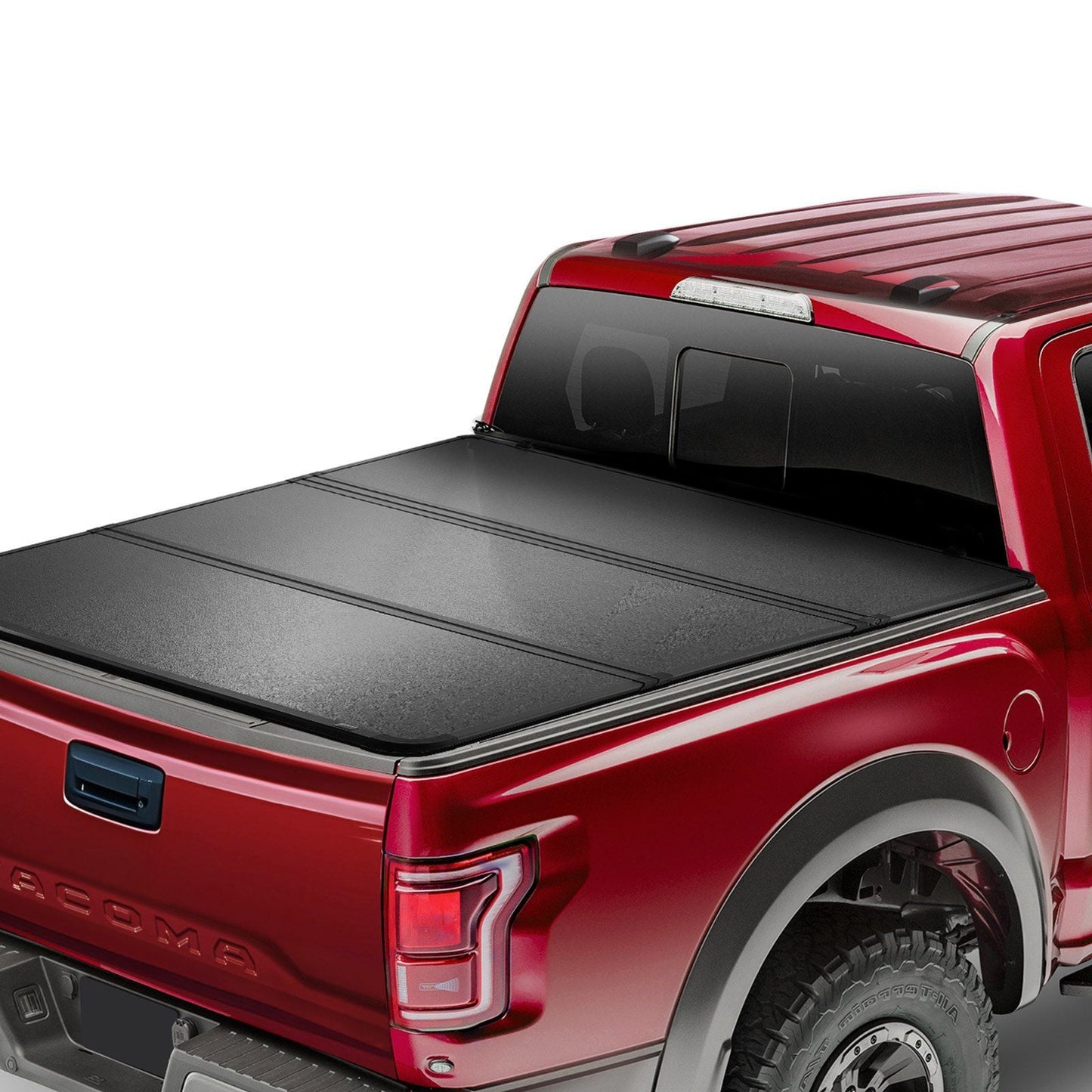 Tri-Fold Truck Bed Tonneau Cover, Compatible with 2016-2023 Toyota Tacoma, 5' (60.5") Bed, Only Fit 5.0' x 4.6' (60.5" x 55.0") Inside Bed, 400 lbs Load Capacity, LED Light, Quick Folding, Black