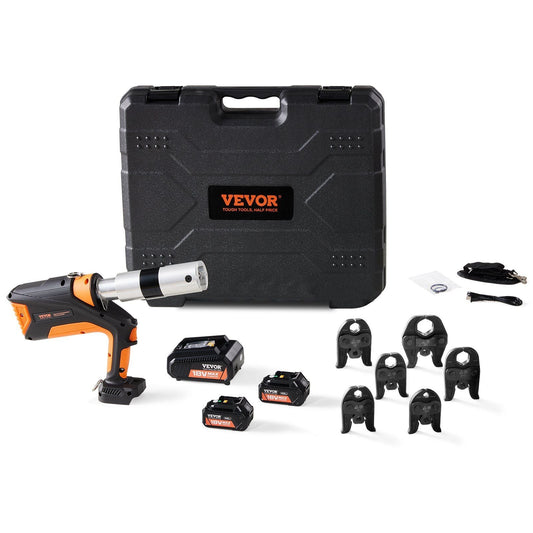Pro Press Tool, 18V Electric Pipe Crimping Tool for 1/2" to 2" Stainless Steel, Copper, PEX Pipes, 360° Rotation Automatic Crimper with Brushless Motor & 6 Pro Press Jaws