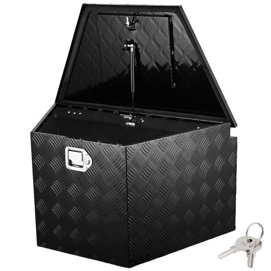 Trailer Tongue Box, Aluminum Alloy Diamond Plate Tongue Box Tool Chest, Heavy Duty Trailer Box Storage with Lock and Keys, Utility Trailer Tongue Box for Pickup Truck, RV, Trailer, 33"x19"x18"