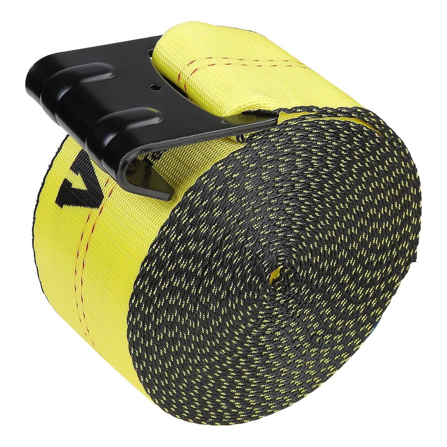 Winch Straps, 4" x 30', 6000 lbs Load Capacity, 18000 lbs Break Strength, Truck Straps with Flat Hook, Flatbed Tie Downs Cargo Control for Trailers, Farms, Rescues, Tree Saver, Yellow (10 Pack)