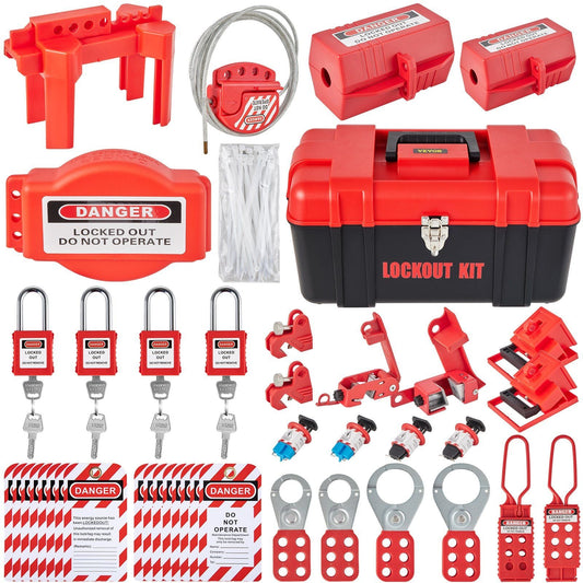 42 PCS Lockout Tagout Kits, Electrical Safety Loto Kit Includes Padlocks, 5 Kinds of Lockouts, Hasps, Tags & Ties, Box, Lockout Safety Tools for Electrical Risk Removal in Industrial, Machinery