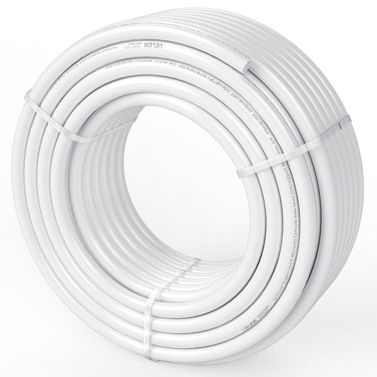 PEX Pipe 3/4 Inch, 100 Feet Length PEX-B Flexible Pipe Tubing for Potable Water, Pex Water Lines for Hot/Cold Water & Easily Restore, Plumbing Applications with Free Cutter & Clamps ,White