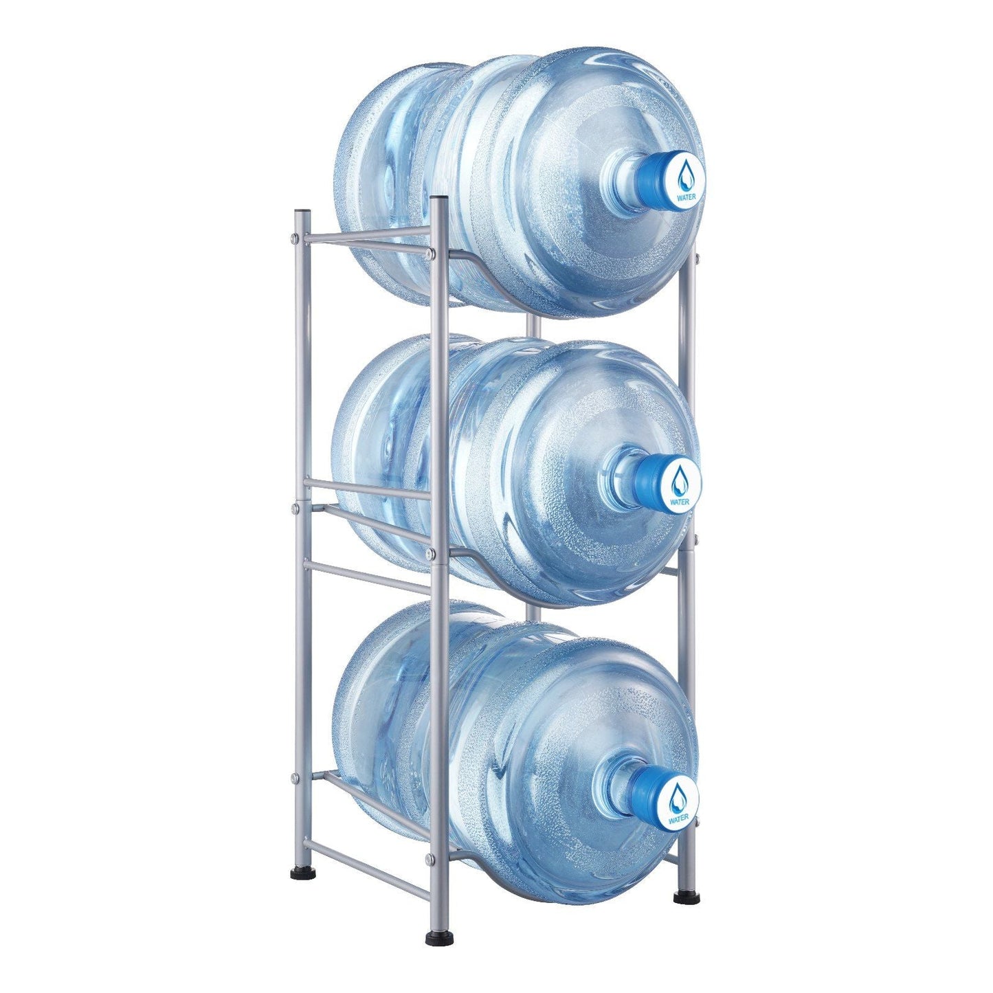 3 Tiers Water Jug Holder Single Row Water Bottle Rack for 3 Bottles Silver