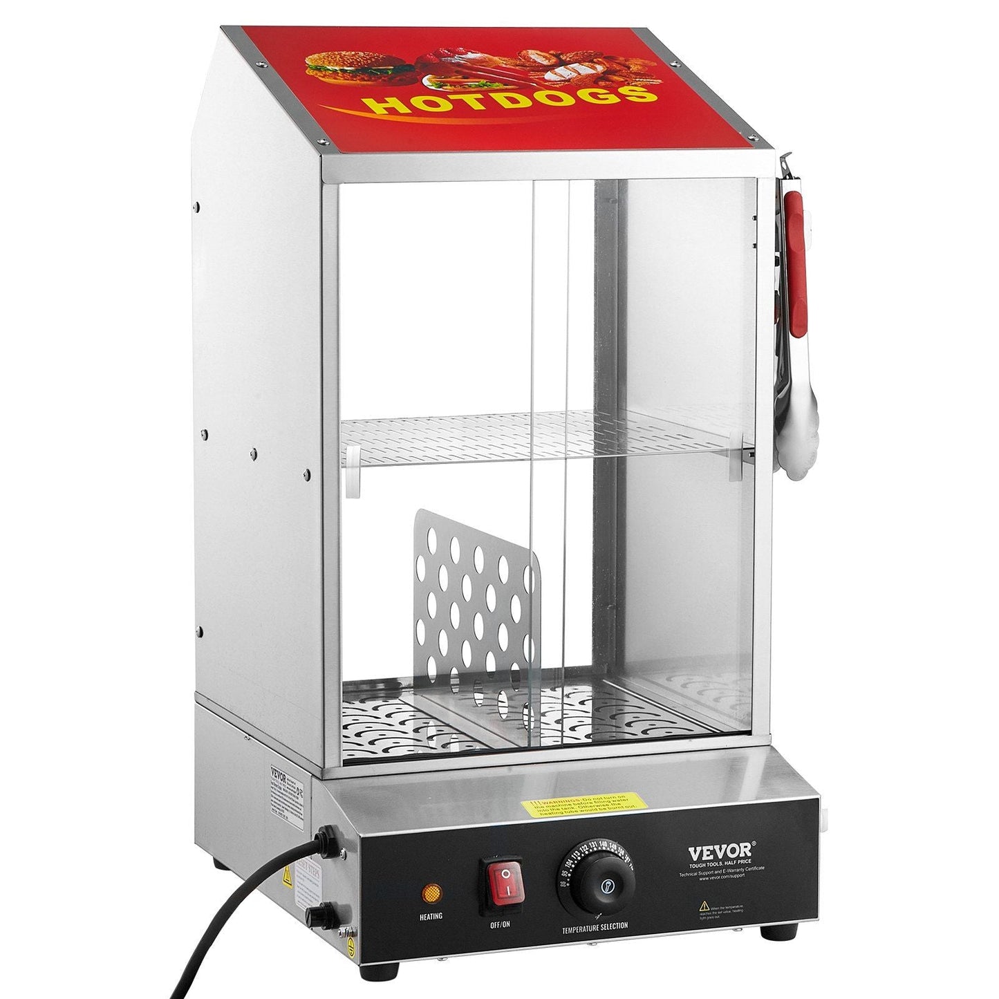 Commercial Hot Dog Steamer 2-Tier Electric Bun Warmer 39QT Slide Doors