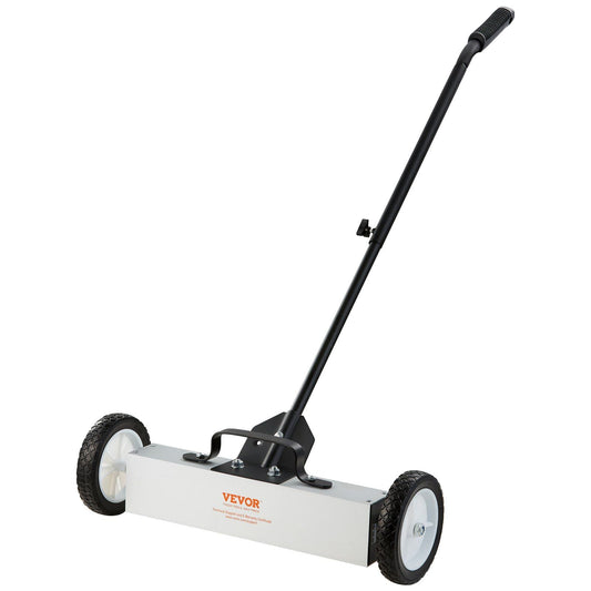 45Lbs Rolling Magnetic Sweeper with Wheels, Push-Type Magnetic Pick Up Sweeper, 18-inch Large Magnet Pickup Lawn Sweeper, Magnet with Telescoping Handle, Easy Cleanup of Workshop Garage Yard