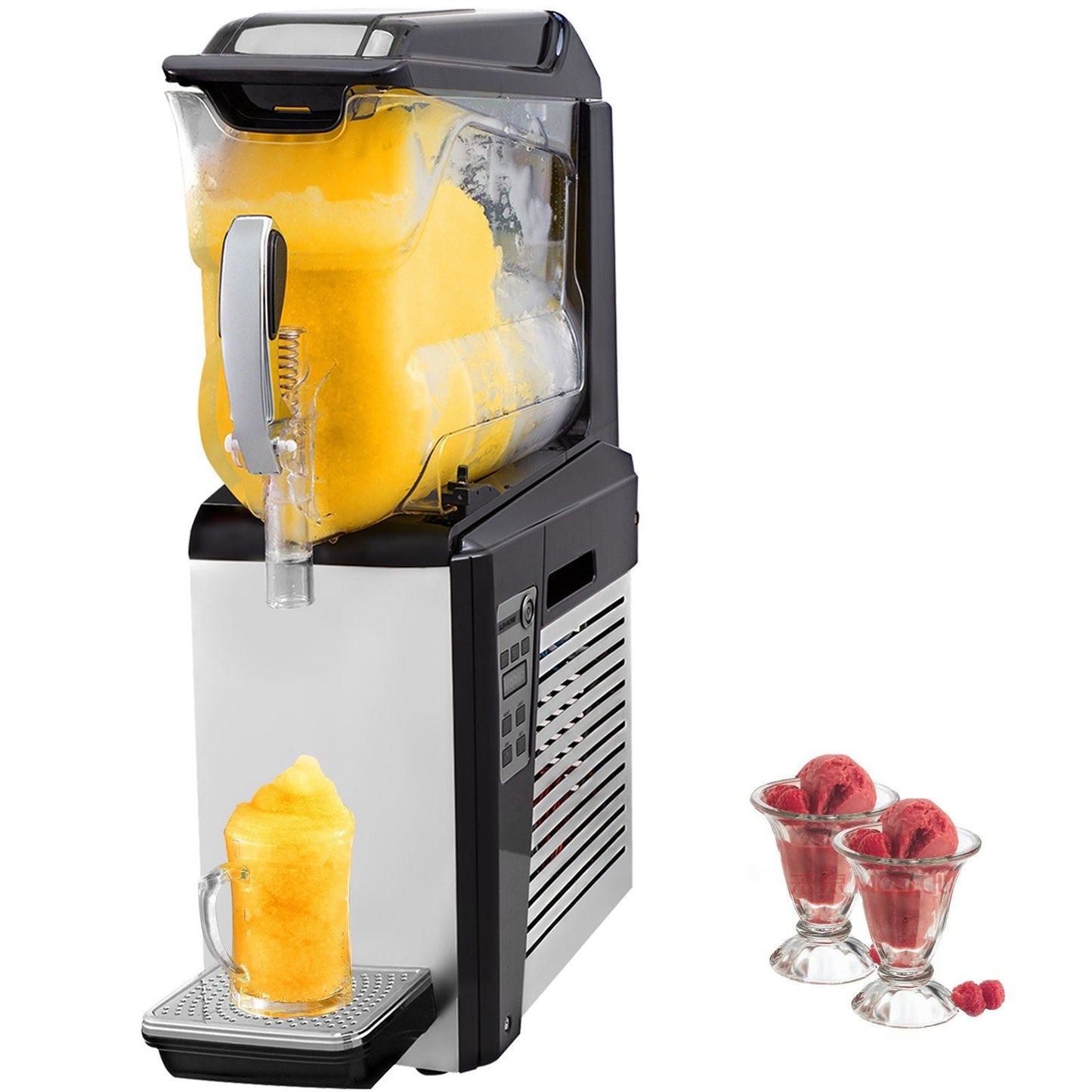 110V Slushy Machine 10L Frozen Drink Maker 600W Automatic Clean Day and Night Modes for Supermarkets Cafes Restaurants Snack Bars Commercial Use