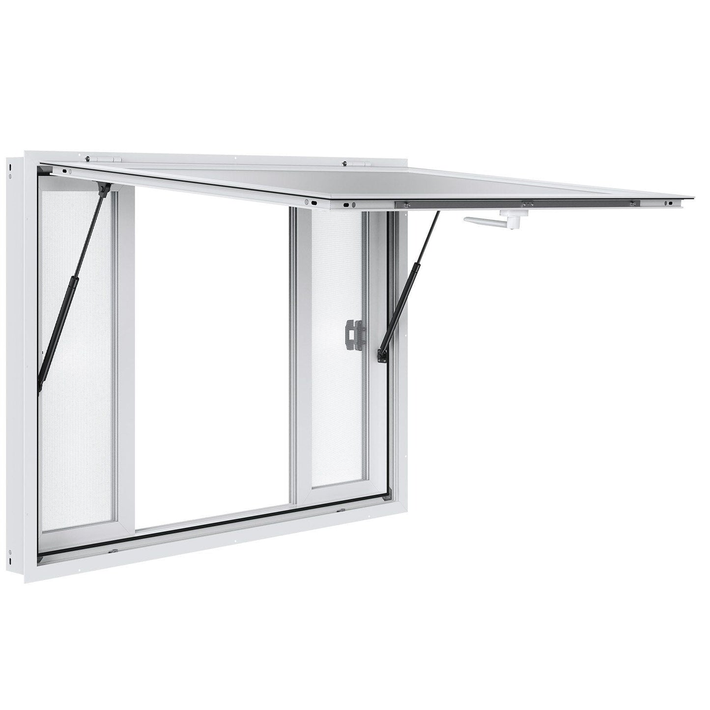 Concession Window 48"x36", Aluminum Alloy Food Truck Service Window with 4 Horizontal Sliding Windows & Awning Door & Drag Hook, Up to 85 Degrees Serving Window for Food Truck Concession Trailer