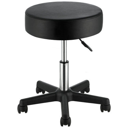 Rolling Stools with Wheels, 400 LBS Weight Capacity Adjustable Height Stool with Ultra-Thick Seat Cushion, Swivel Stools Chair for Salon, Bar, Home, Office, Tatoo, Medical, Massage, Black