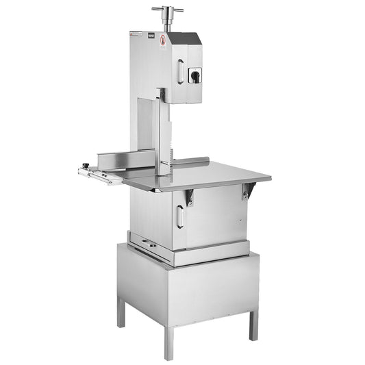 Commercial Electric Meat Bandsaw, 2200W Stainless Steel Vertical Bone Sawing Machine, Workbeach 24.4" x 20.5", 0.16-8.7 Inch Cutting Thickness, Frozen Meat Cutter with 6 Blades for Rib Pork Beef